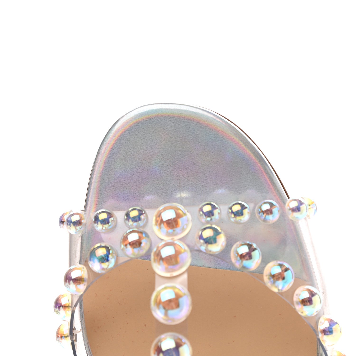 Christian Louboutin Iridescent Patent PVC Faridaravie 25 Sandals 38 Silver 8 of 9