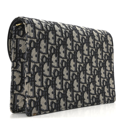 Christian Dior Oblique Saddle Chain Pouch Blue 3 of 11
