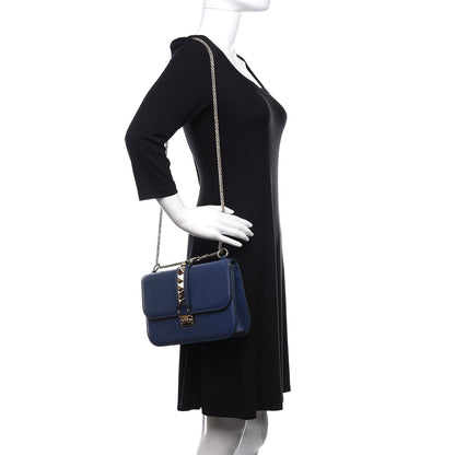 Valentino Garavani Vitello Medium Glam Lock Rockstud Flap Indigo 2 of 10
