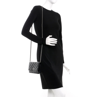 Chanel Patent Quilted Wallet On Chain WOC Black 2 of 10