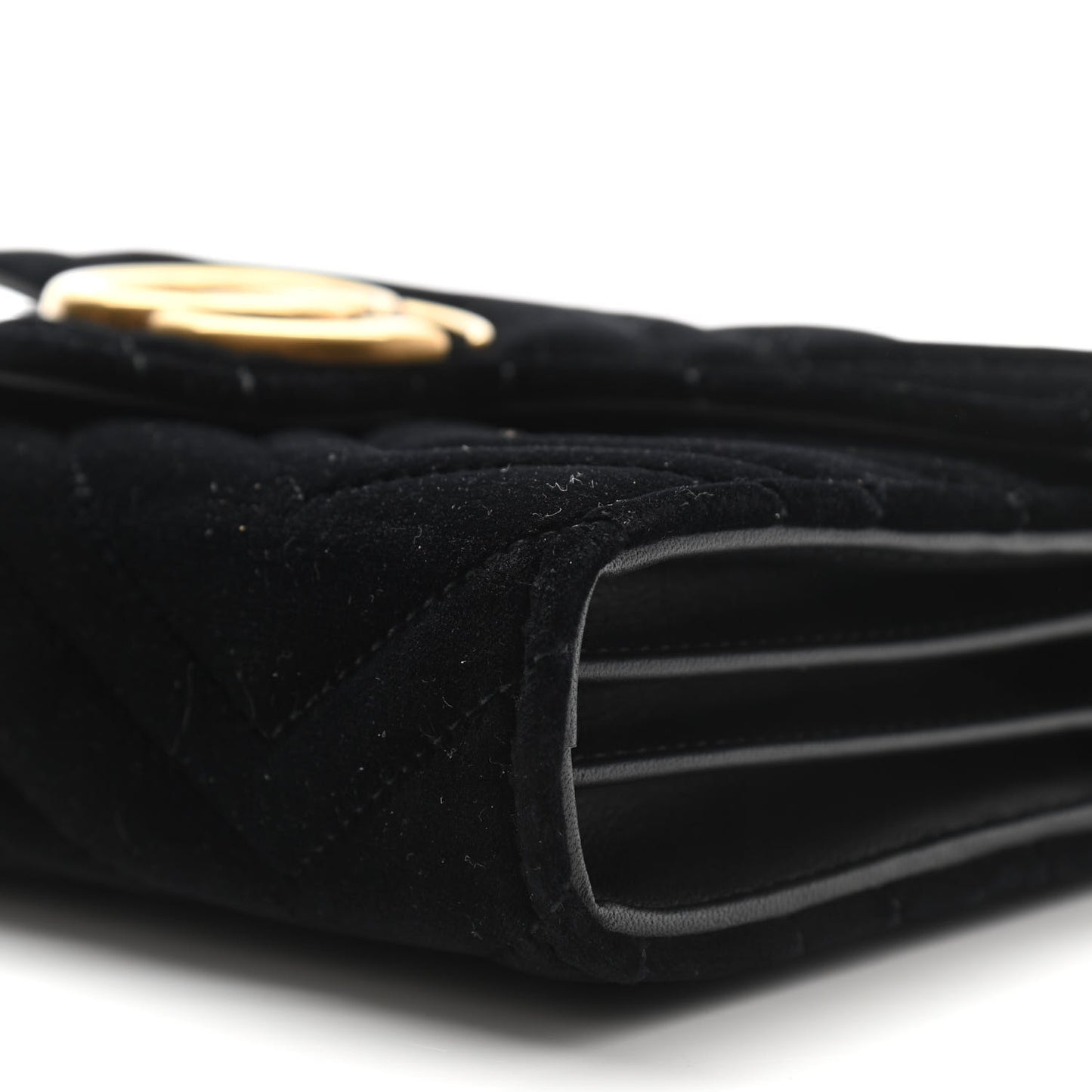 Velvet Matelasse GG Marmont Chain Wallet Black