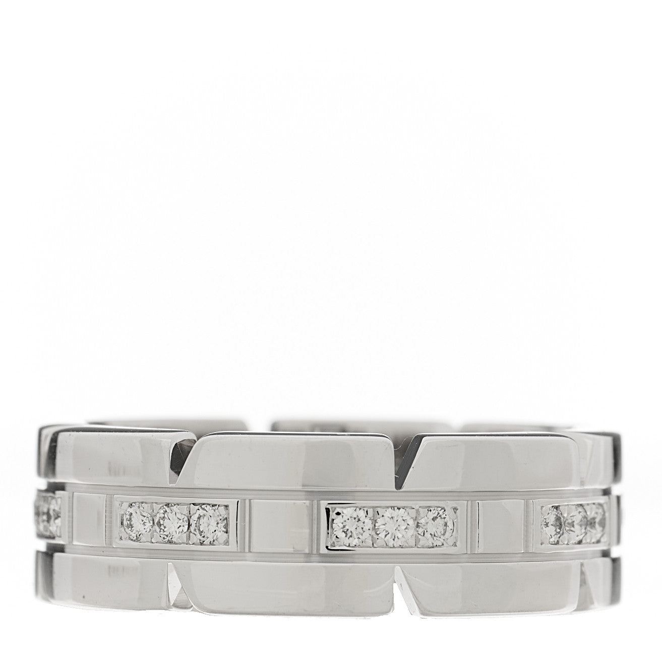 Cartier 18K White Gold Diamond Tank Francaise Band Ring 49 4.75 3 of 4