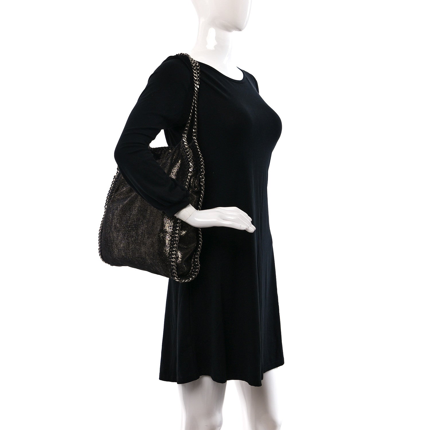 Stella McCartney Chamois Shiny Dotted Falabella Fold Over Tote Ruthenium 2 of 11