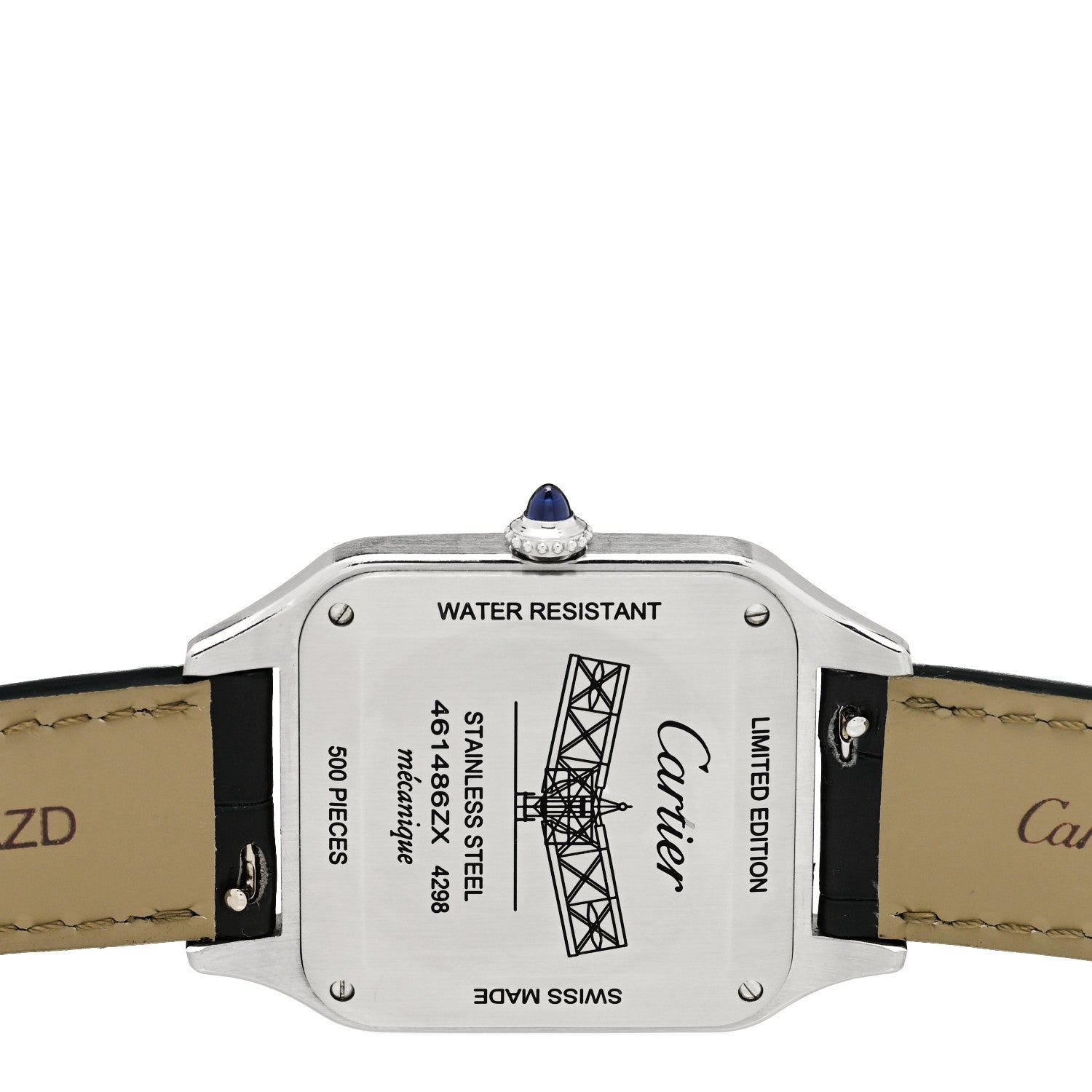 Cartier Stainless Steel 18K Yellow Gold Alligator 31.5mm Santos Dumont Automatic Watch Black 4 of 4