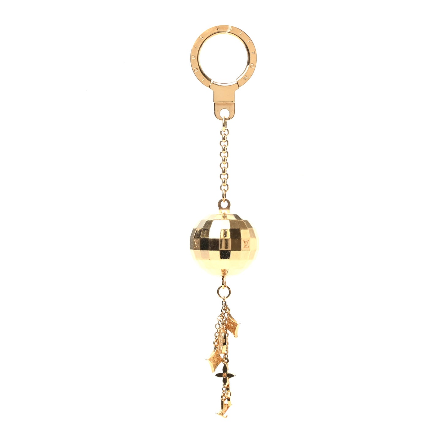 Mirror Ball Disco Key Holder Chain Ring Gold