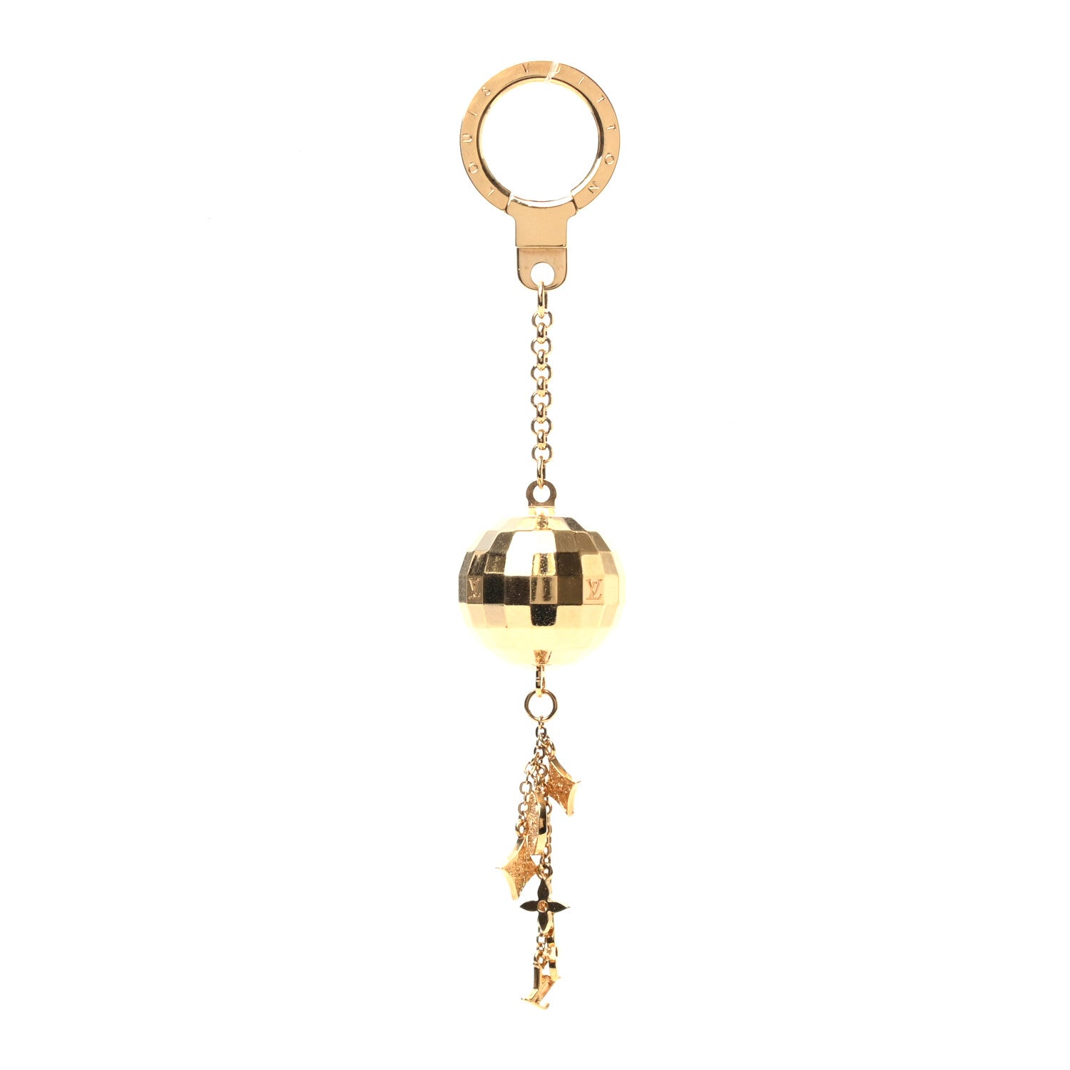 Louis Vuitton Mirror Ball Disco Key Holder Chain Ring Gold 1 of 3