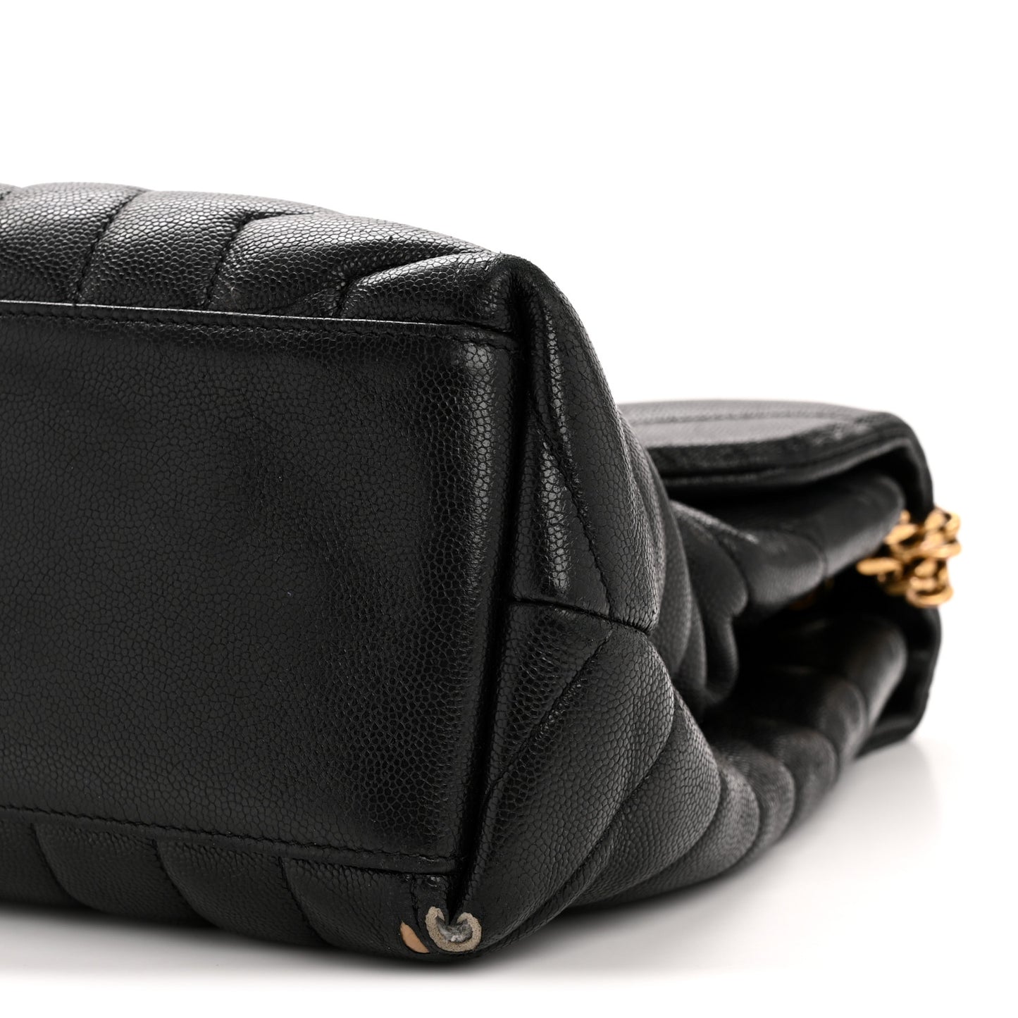 Grain de Poudre Calfskin Y Quilted Monogram Medium Loulou Chain Satchel Black