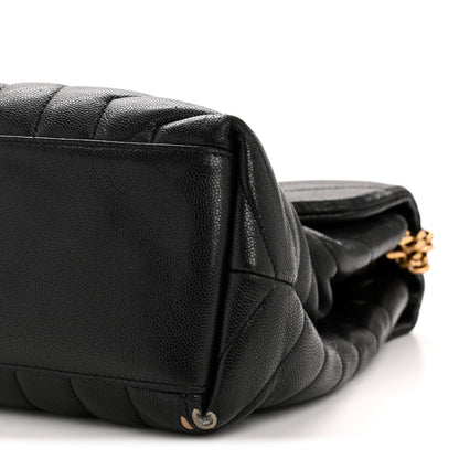 Saint Laurent Grain de Poudre Calfskin Y Quilted Monogram Medium Loulou Chain Satchel Black 10 of 14