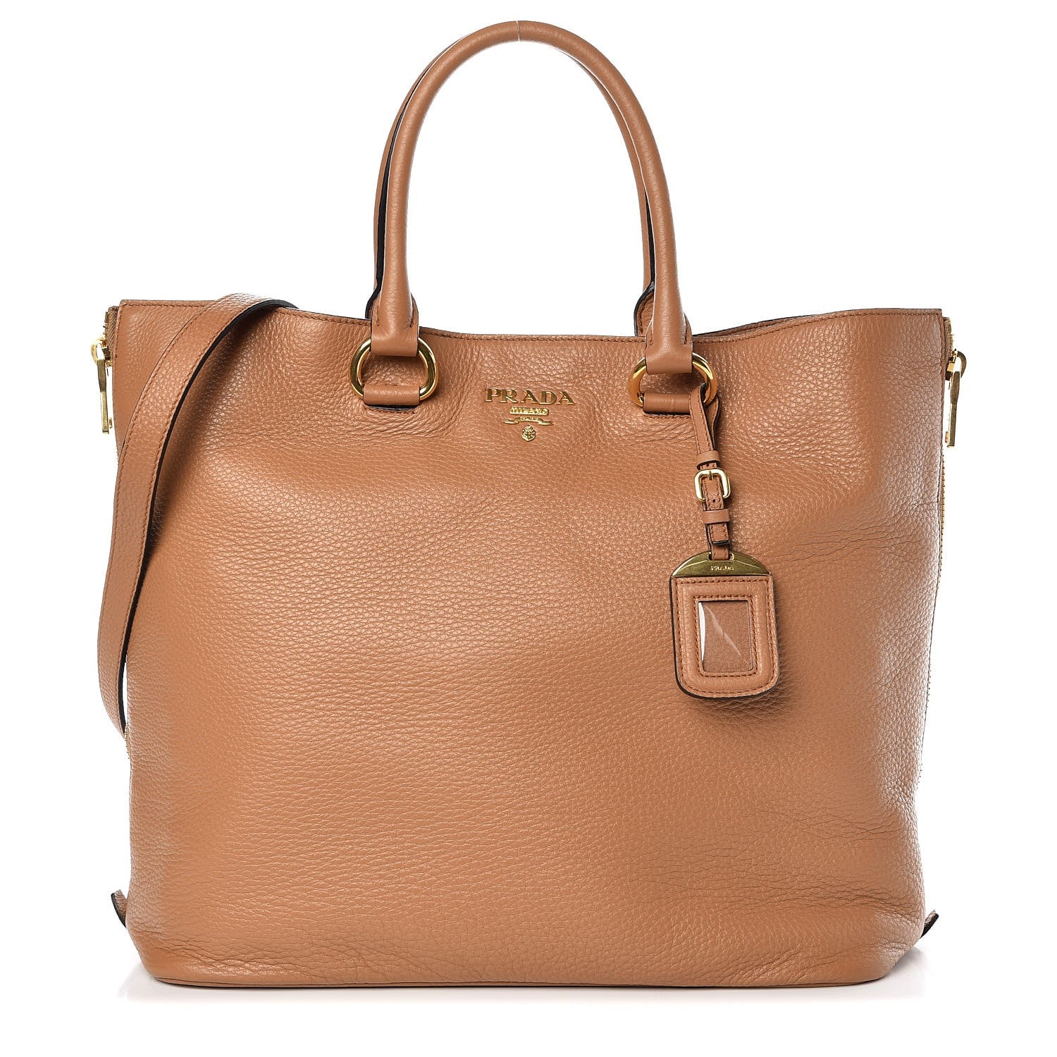 Prada Vitello Daino Side Zip Tote Cannella 1 of 9
