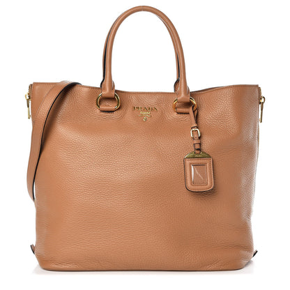 Prada Vitello Daino Side Zip Tote Cannella 1 of 9