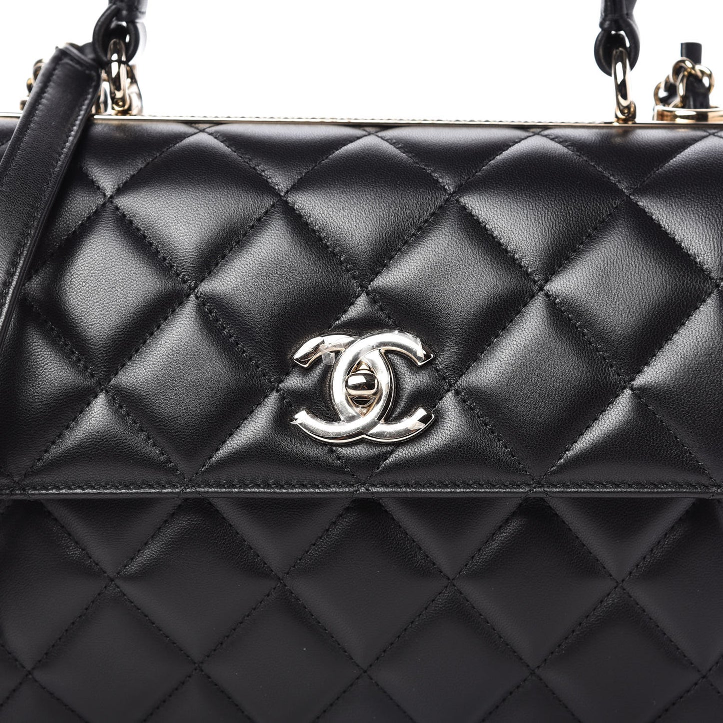 Lambskin Quilted Small Trendy CC Dual Handle Flap Bag Black