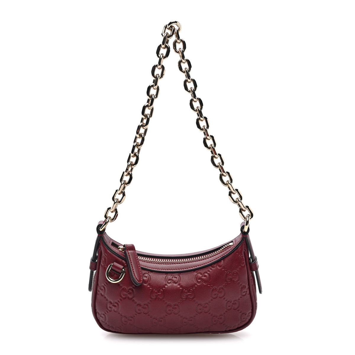 GG Calfskin Embossed Emblem Mini Shoulder Bag Rose Ancora