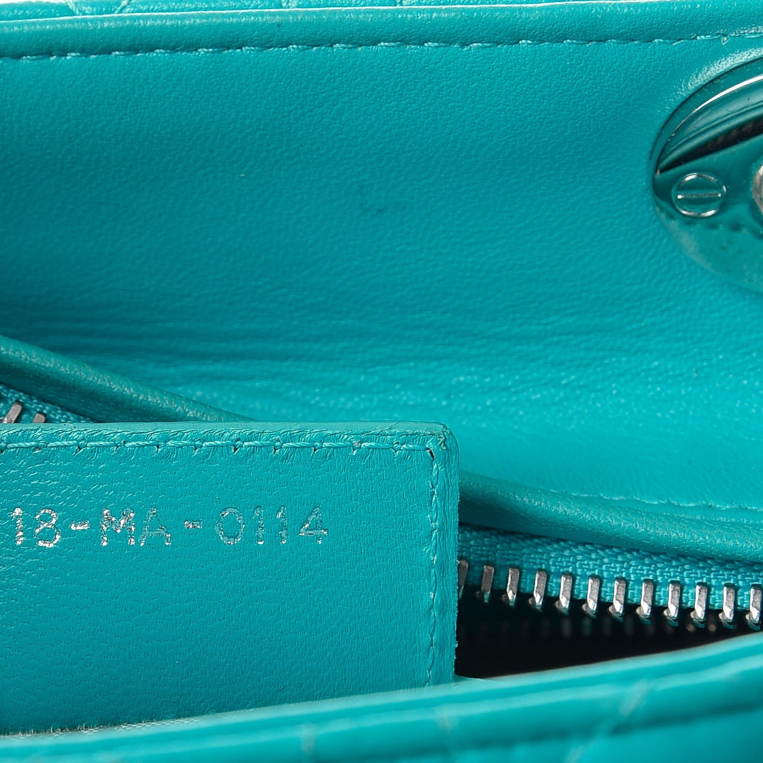 Christian Dior Lambskin Cannage Medium Lady Dior Turquoise 7 of 7