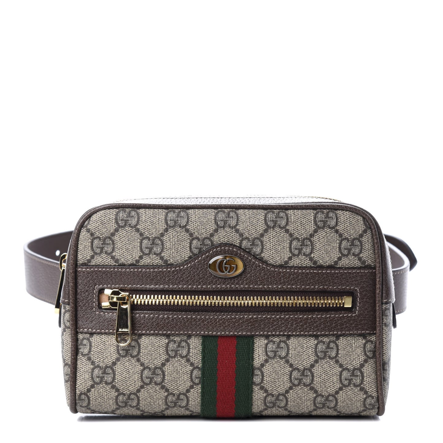 GG Supreme Monogram Web Small Ophidia Belt Bag 75 30 Dark Brown