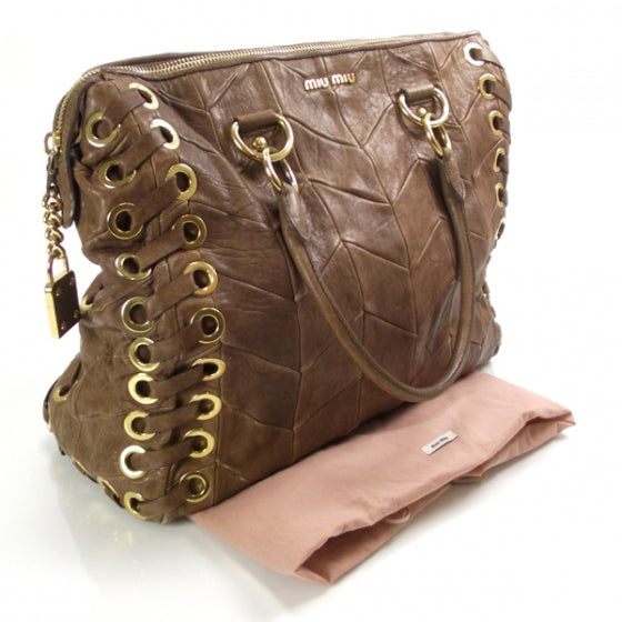 Miu Miu Nappa Chevron Grommet Tote 3 of 9