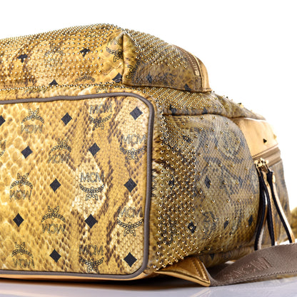 MCM Visetos Snakeskin Printed Studded Medium Stark Backpack Gold 7 of 7