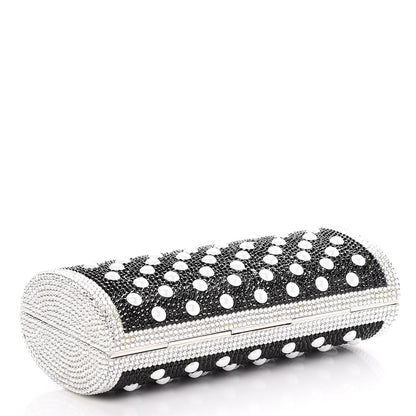 Judith Leiber Crystal Pearl Minaudiere Clutch Silver Black 5 of 7