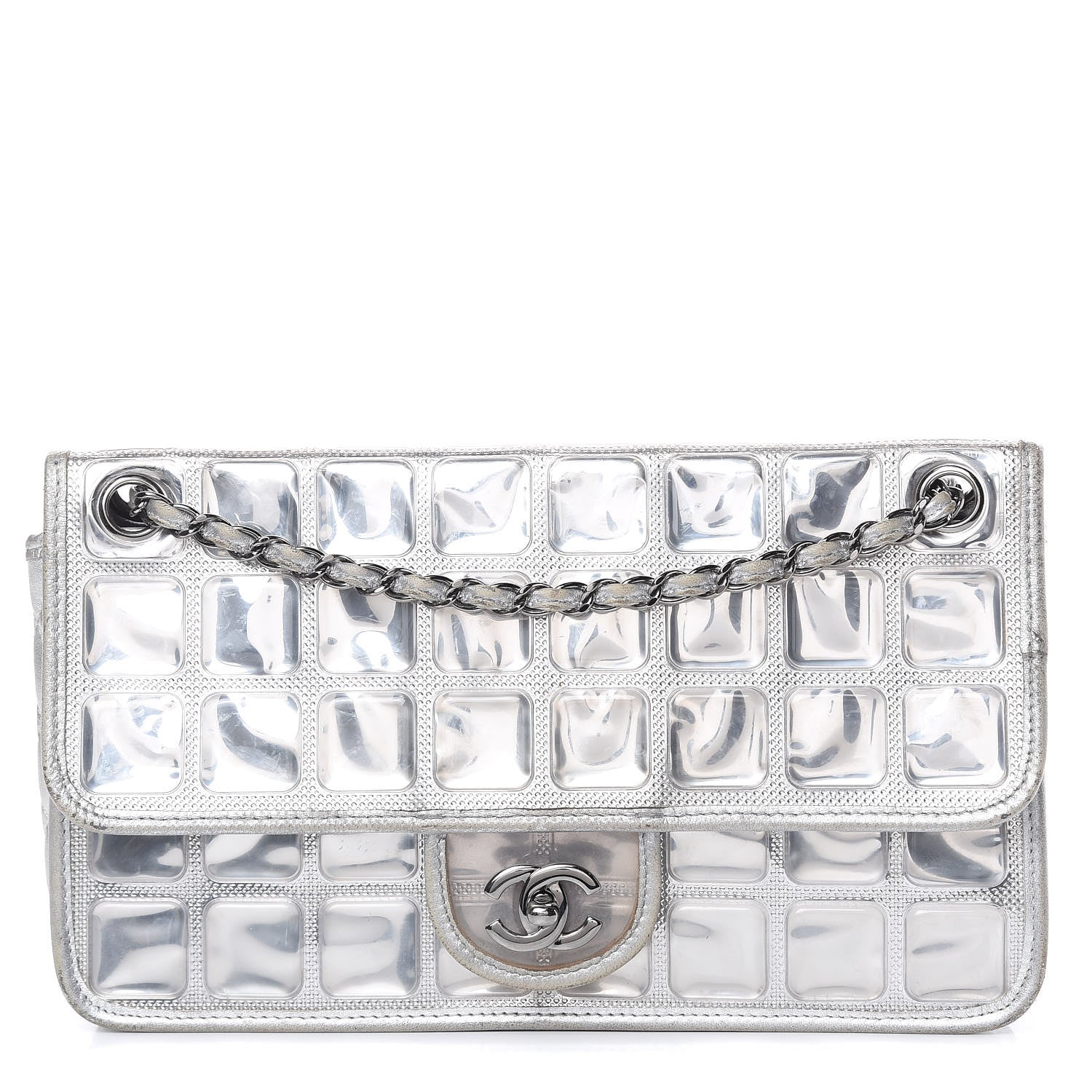 Chanel Vinyl Large Ice Cube Flap Silver 1 of 19