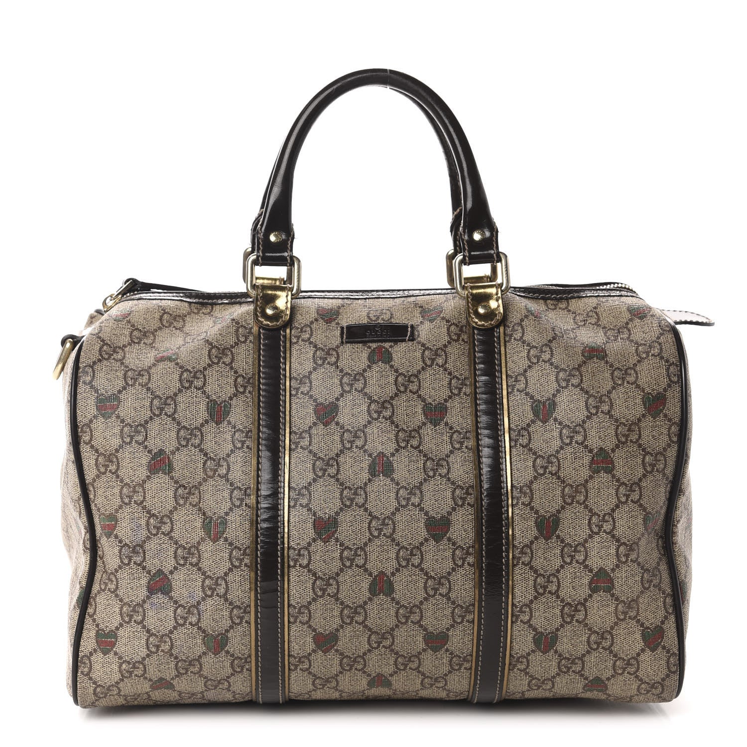 Gucci GG Plus Monogram Hearts Medium Joy Boston Dark Brown 1 of 14