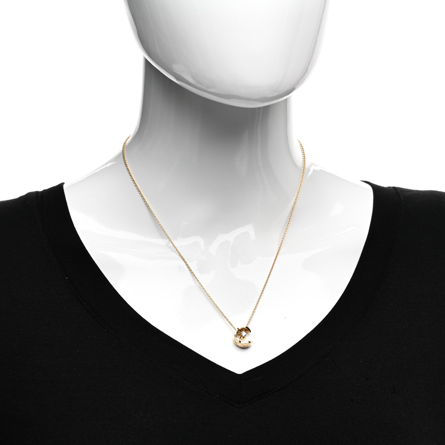 18K Yellow Gold Diamond Coco Crush C Necklace