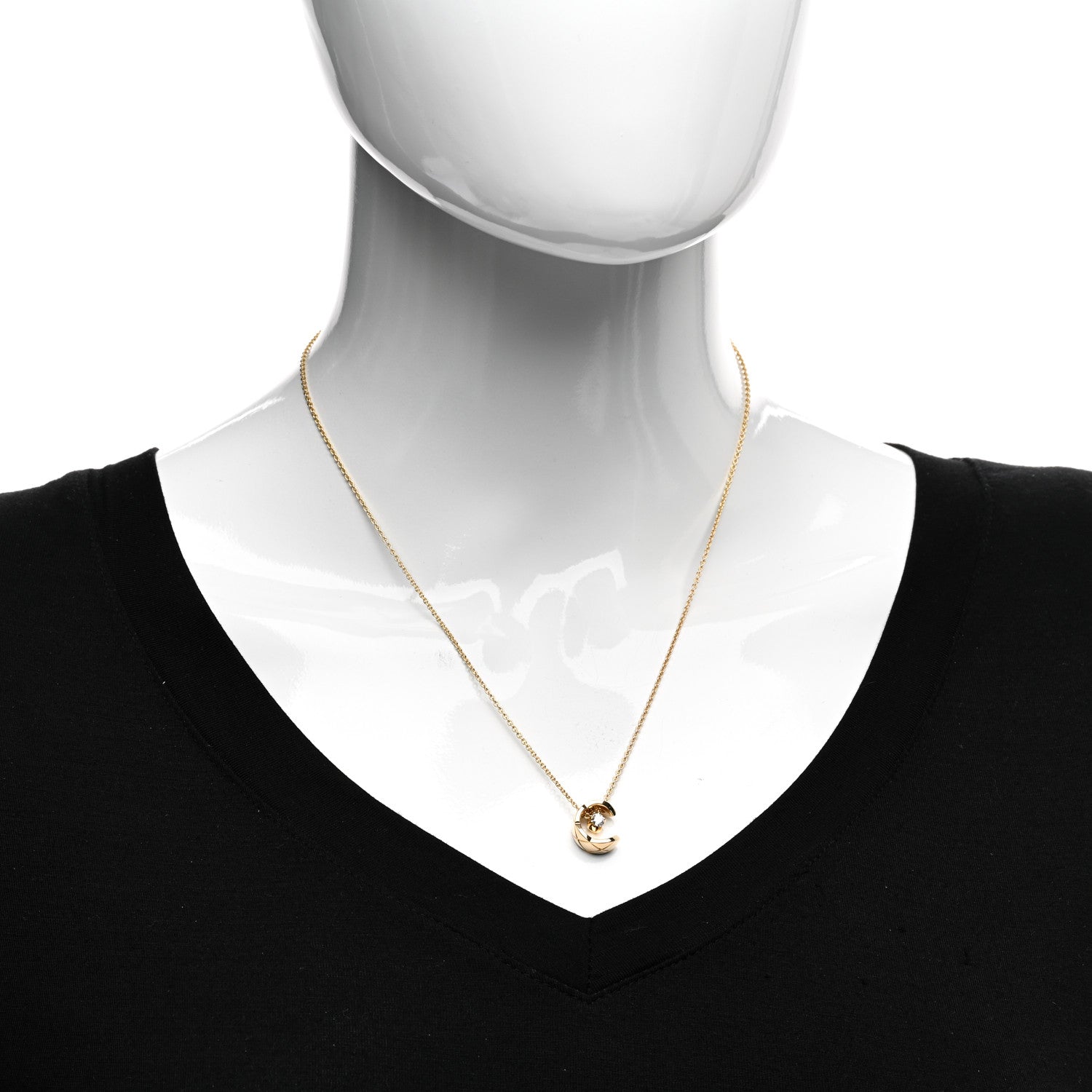 Chanel 18K Yellow Gold Diamond Coco Crush C Necklace 2 of 4
