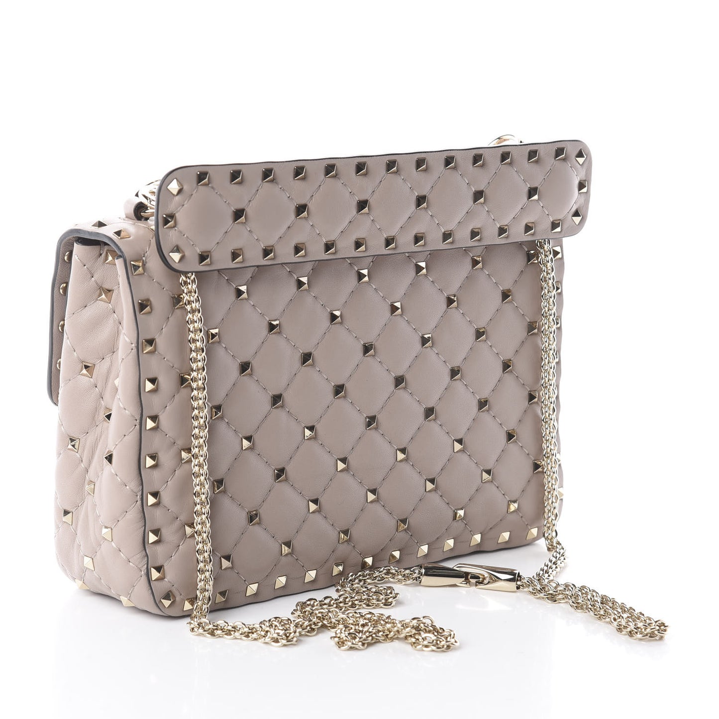 Lambskin Medium Rockstud Spike Shoulder Bag Poudre