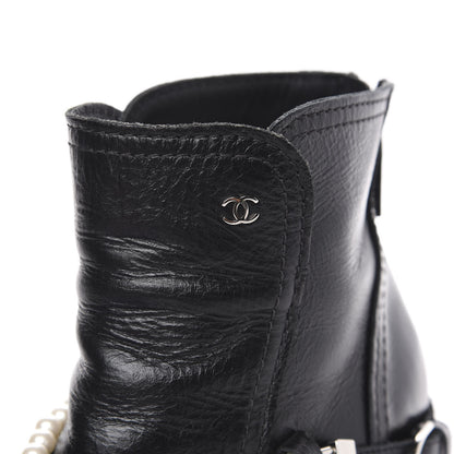 Chanel Calfskin Pearl Cap Toe Short Boots 39.5 Black 10 of 10