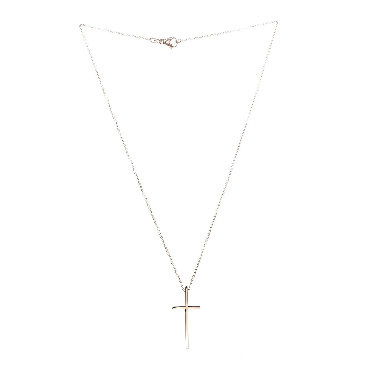 Tiffany 18K Rose Gold Metro Cross Pendant Necklace 3 of 6