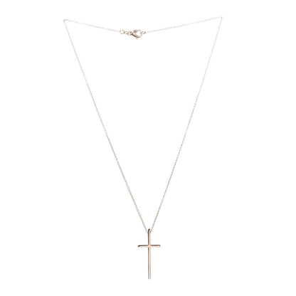 Tiffany 18K Rose Gold Metro Cross Pendant Necklace 3 of 6