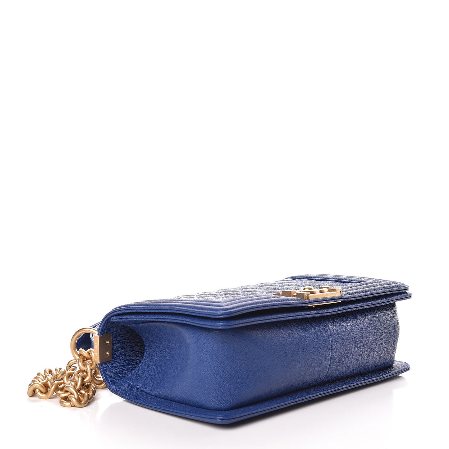 Caviar Quilted Medium Boy Flap Dark Blue