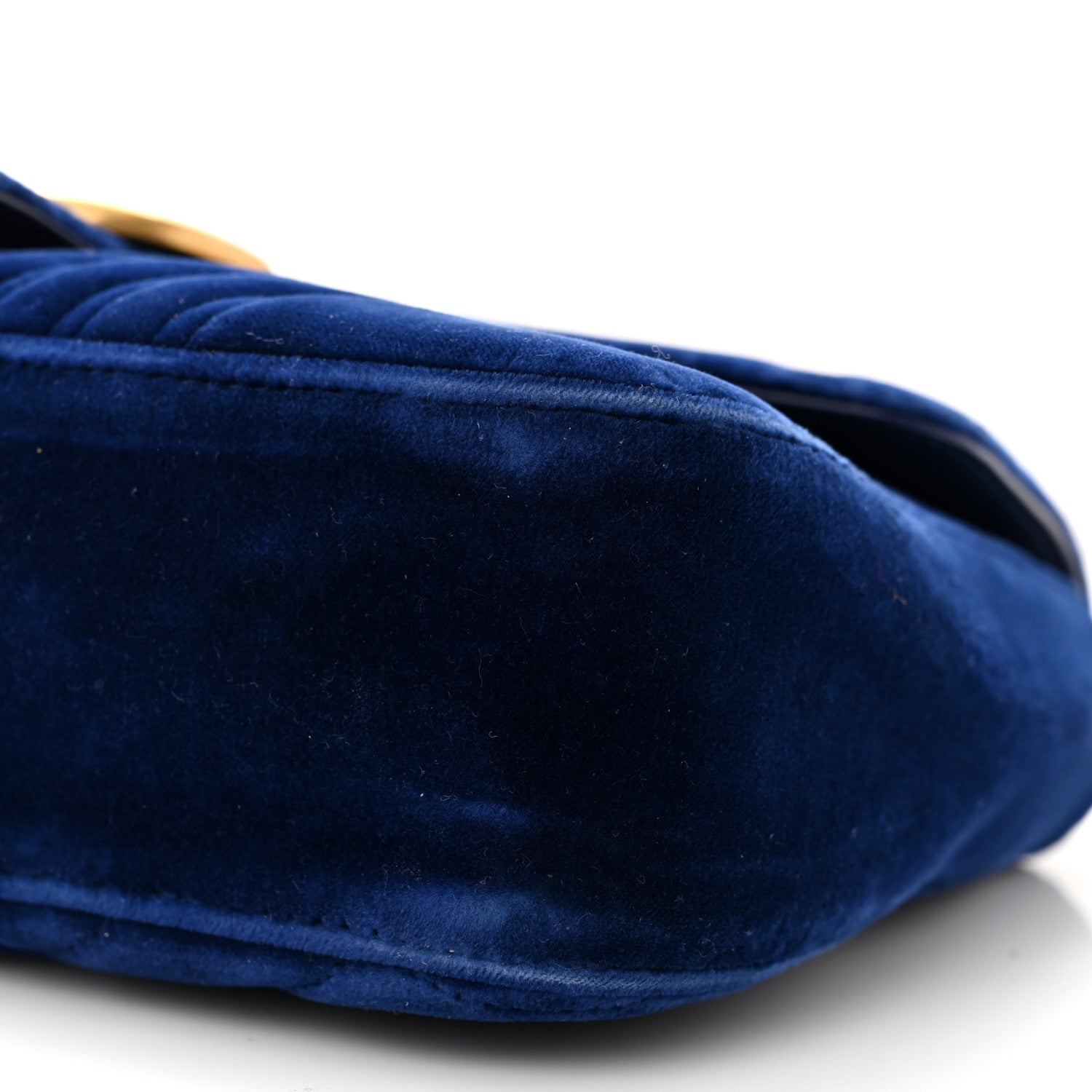 Gucci Velvet Matelasse Mini GG Marmont Shoulder Bag Cobalt Blue 10 of 14