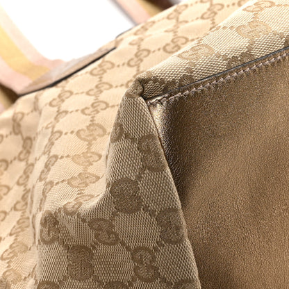 Gucci GG Monogram Medium Web Handle Bucket Tote Pink Gold 9 of 14