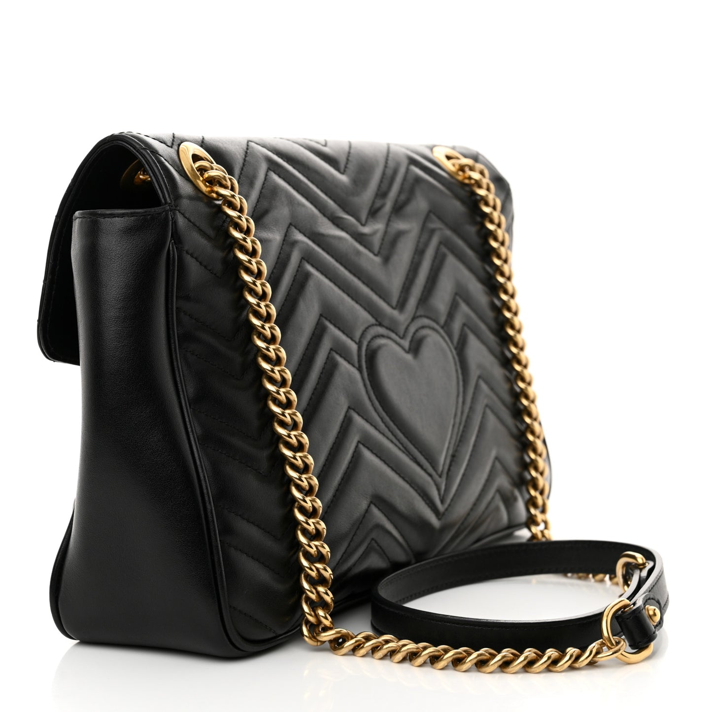 Calfskin Matelasse Medium GG Marmont Shoulder Bag Black