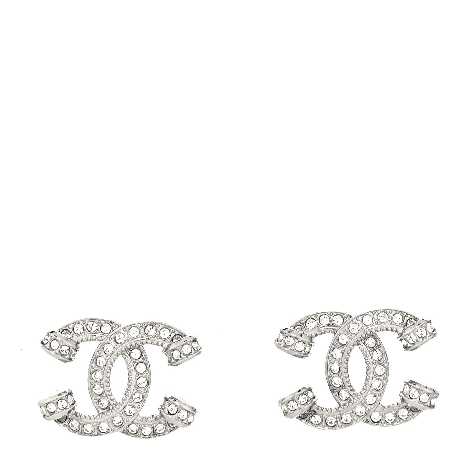 Chanel Crystal CC Earrings Silver 1 of 4
