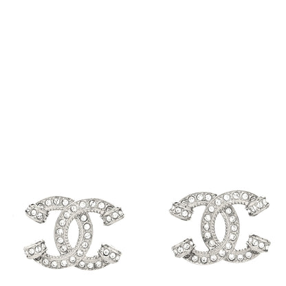 Chanel Crystal CC Earrings Silver 1 of 4