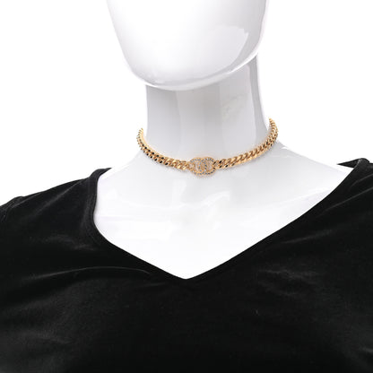 Chanel Crystal Chain Link CC Choker Necklace Gold 2 of 7