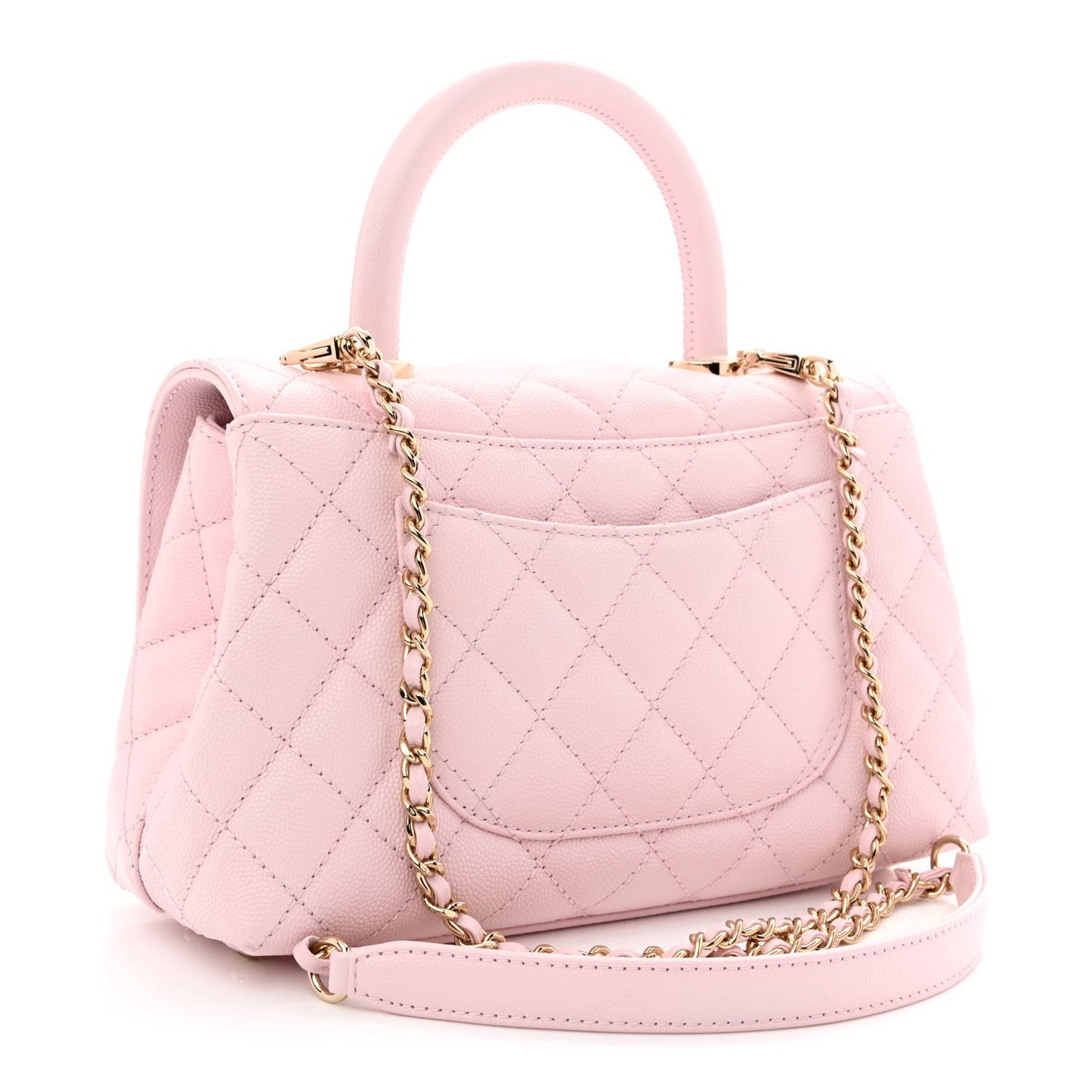Caviar Quilted Mini Coco Handle Flap Light Pink