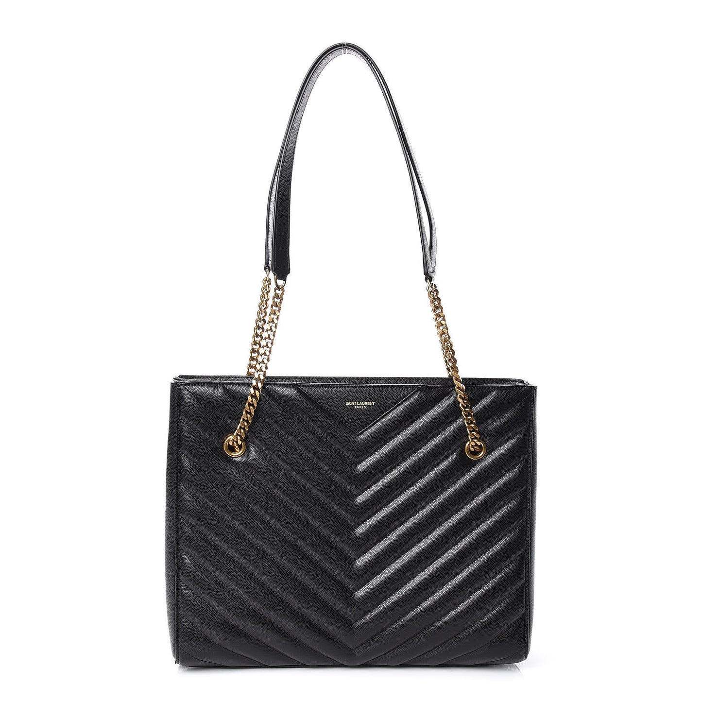 Grain De Poudre Matelasse Chevron Medium Tribeca Shopping Bag Black