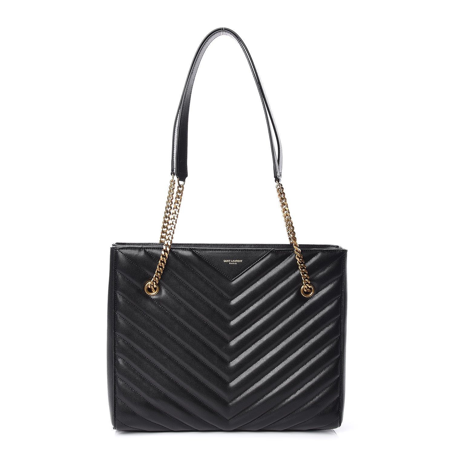 Saint Laurent Grain De Poudre Matelasse Chevron Medium Tribeca Shopping Bag Black 1 of 14
