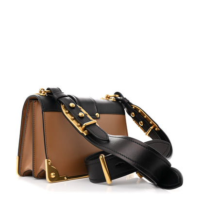 Prada City Calfskin Saffiano Cahier Bag Caramel Black 3 of 10