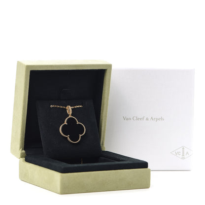 Van Cleef & Arpels 18K Yellow Gold Black Onyx Magic Alhambra Pendant Necklace 8 of 8