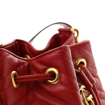 Gucci Calfskin Matelasse Sylvie Web GG Marmont Bucket Bag Hibiscus Red 13 of 15