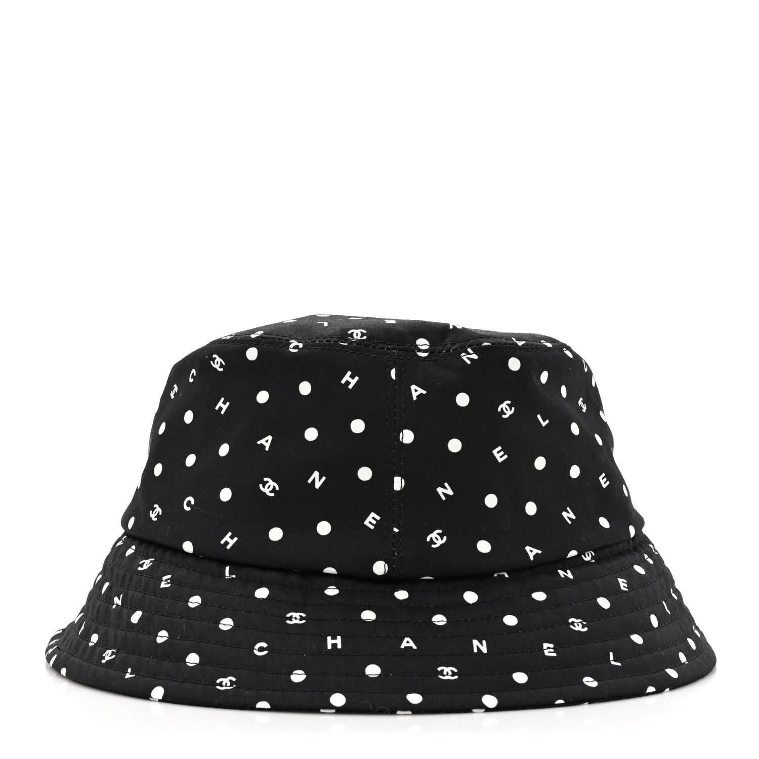 Chanel Cotton CC Polka Dot Bucket Hat L Black 5 of 8