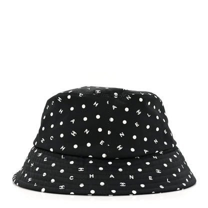 Chanel Cotton CC Polka Dot Bucket Hat L Black 5 of 8