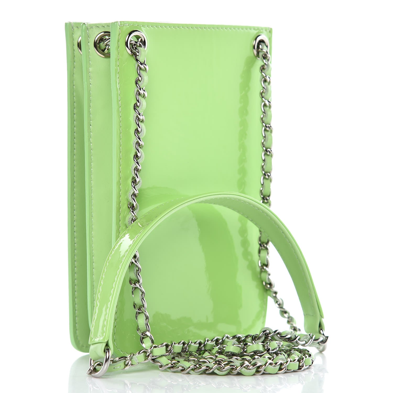 Chanel Patent Crossbody CC Phone Holder Light Green 3 of 10