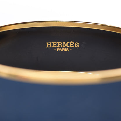 Hermes Enamel Wide Printed Sellier Bracelet 65 Bleu De Genes 4 of 5