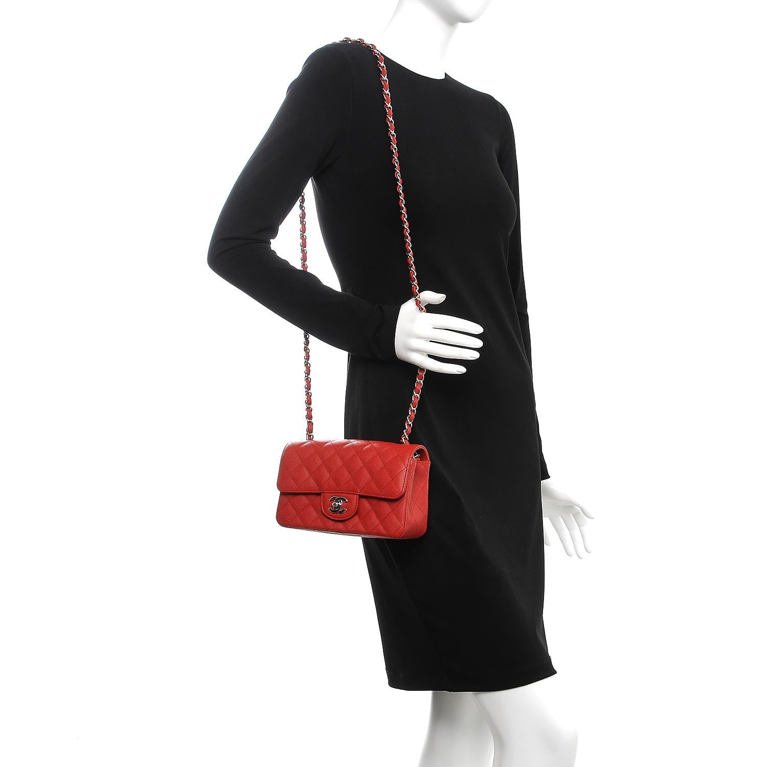 Chanel Caviar Quilted Mini Rectangular Flap Red 2 of 7