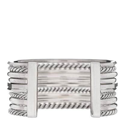 David Yurman Sterling Silver Diamond Wide Stax Cuff Bracelet 2 of 3