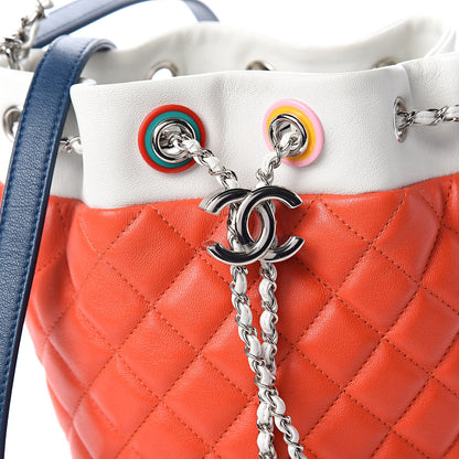 Chanel Lambskin Quilted Cuba Drawstring Tote Red White Blue 11 of 12