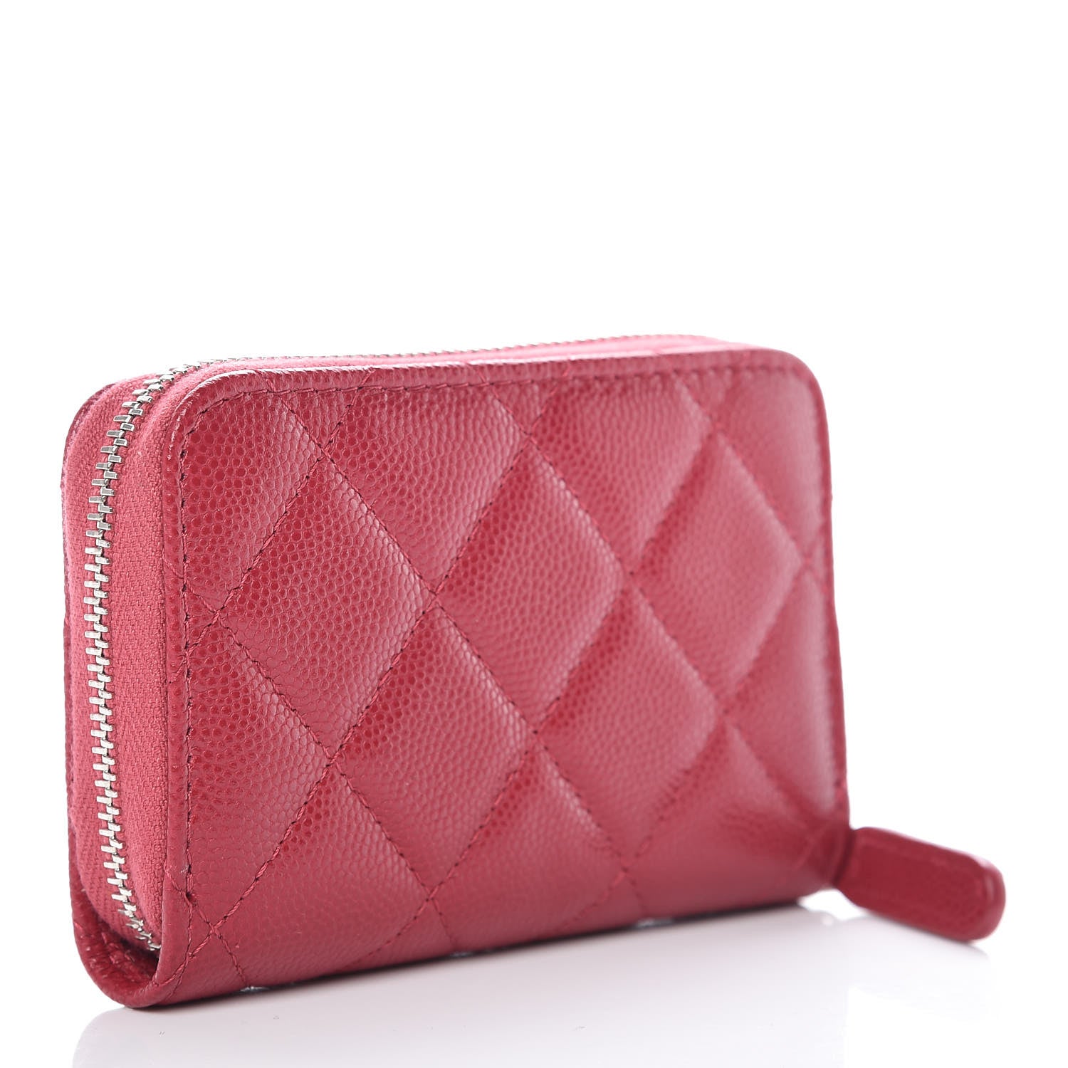 Chanel Caviar Quilted Zip Coin Purse Dark Pink 3 of 10
